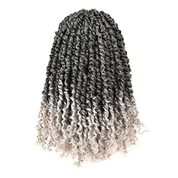 ToyoTress Tiana Passion Twist Hair - 16 Inch Ombre Gray Braids