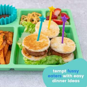 Stix by Lunch Punch - Rainbow 7 Pieces Food Picks for Kids Cute Star Picks for Bento Box Reusable Fun Toddler Food Picks Bento Accessories Mini Food Picks for Sandwich, Fruit, Party Supplies