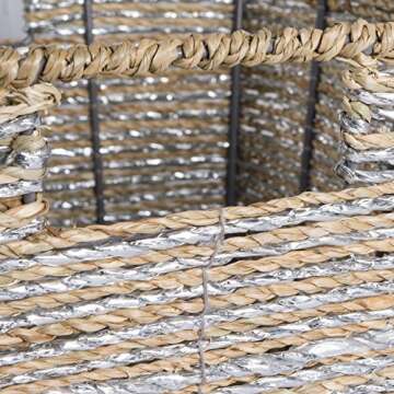 DII Decorative Woven Seagrass Trapezoid Cube with Metallic for Bathroom & Home Organization Solution...