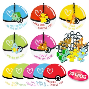 Joioda Valentines Cards for Kids Classroom - Valentines Day Gifts for Kids - 24 Pack Keychain Card B...