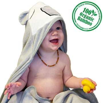 FERGRELM ZOZO Organic Bamboo Hooded Baby Towel, Extra Soft Highly Absorbent (680 GSM), for Newborn &...