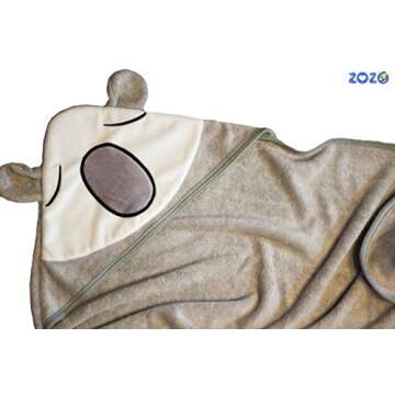 FERGRELM ZOZO Organic Bamboo Hooded Baby Towel for Infants