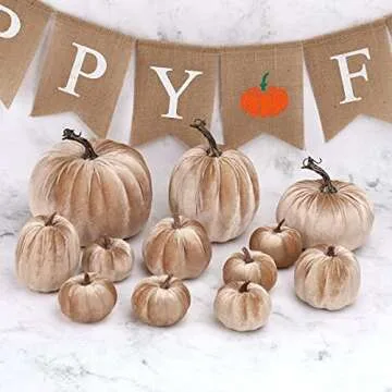 Gresorth Velvet Pumpkins for Fall Decor - 12pcs