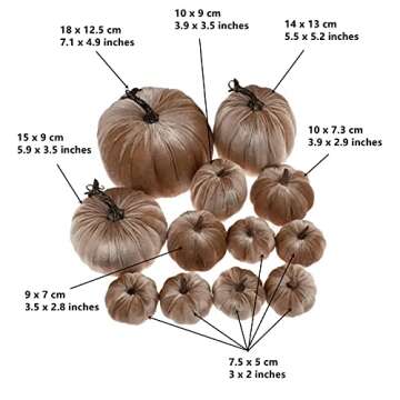 Gresorth 12pcs Large Artificial Velvet Pumpkins Fake Handmade Fall Harvest Centerpiece Decoration for Home Kitchen Farmhouse Halloween Thanksgiving Wedding - Champagne
