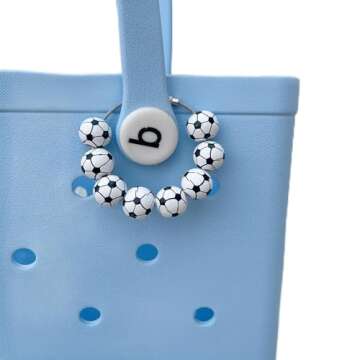 Soccer Bogg Bag Charms, Soccer Wooden Beads Accessories Charm for Bogg Bag, Simply Southern, Beach T...