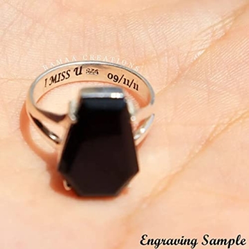 Stunning Black Onyx Coffin Silver Ring - Handmade Jewelry