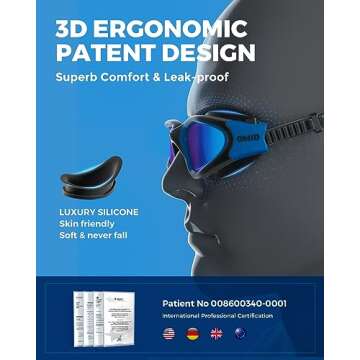 OMID Swim Goggles, P2 Polarized Swimming Goggles for Men Anti-fog Goggles Swimming for Adult Women
