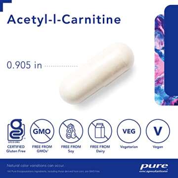 Pure Encapsulations Acetyl-L-Carnitine Brain Supplement 500 mg