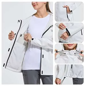 BALEAF Lightweight Hooded Waterproof Rain Jacket for Women