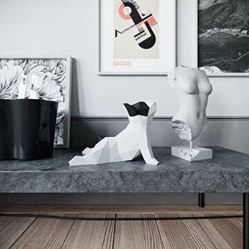 Yona DIY white Yoga French Bulldog Papercraft kit, Abstract Low Poly Animal DIY kits, Home decor, 3D Puzzle, kids crafts kits, Gift, origami 3D, Paper sculpture, Papercraft set for adults