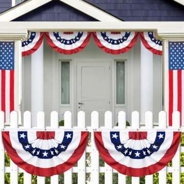 SURCVIO USA Pleated Fan Flag - 3 Pack Patriotic Decor