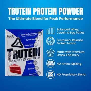 Body Nutrition Trutein High Protein Powder: 45% Whey, 45% Casein, 10% Egg White, Gluten-Free, Low So...