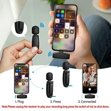 Wireless Lavalier Microphone for iPhone iPad - Plug & Play Audio