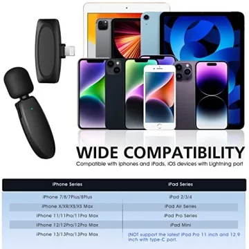 Wireless Lavalier Microphone for iPhone iPad - Plug & Play Audio