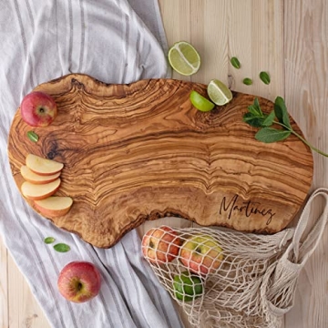Forest Decor Personalized Charcuterie Board for Wedding Gift, Live Edge Cutting Board, Rustic Olive ...