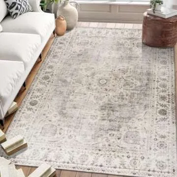 ReaLife Machine Washable Area Rug - Living Room Bedroom Bathroom Kitchen Entryway Office - Padded Lo...