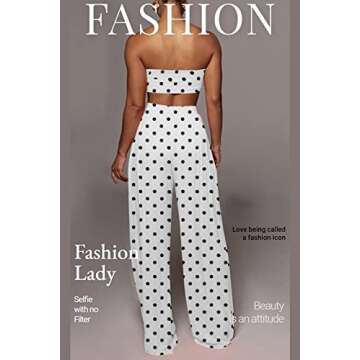 Sexy Two Piece Outfits for Women, Summer Wrap Halter Cross Tube Tops and Casual Loose Wide Leg Pants...