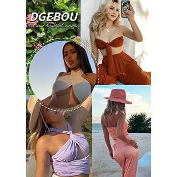 Sexy Two Piece Outfits for Women, Summer Wrap Halter Cross Tube Tops and Casual Loose Wide Leg Pants 2 piece Set Dressy Jumpsuits Cute Vacation Beach Club Birthday Festival 2 Piece Outfits (White, M)