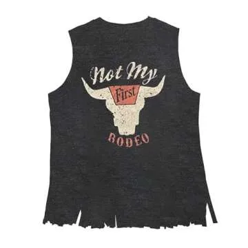 Not My First Rodeo Tank Women Rodeo Shirt Country Cowboy Western T Shirts Sleeveless V Neck Ring Hol...