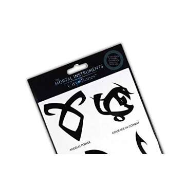 The Mortal Instruments: City Of Bones Battle Runes Tattoos - Temporary Tattoo 8-Pack - Fake Black Ink for Men, Women & Kids - Cool Face, Body, Hand Makeup Or Make Sleeves - Realistic Costume Temp Tat