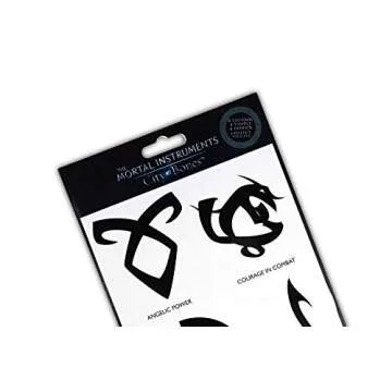 The Mortal Instruments: City Of Bones Battle Runes Tattoos - Temporary Tattoo 8-Pack - Fake Black Ink for Men, Women & Kids - Cool Face, Body, Hand Makeup Or Make Sleeves - Realistic Costume Temp Tat
