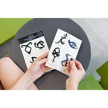 The Mortal Instruments: City Of Bones Battle Runes Tattoos - Temporary Tattoo 8-Pack - Fake Black Ink for Men, Women & Kids - Cool Face, Body, Hand Makeup Or Make Sleeves - Realistic Costume Temp Tat