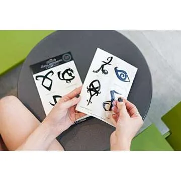 The Mortal Instruments: City Of Bones Battle Runes Tattoos - Temporary Tattoo 8-Pack - Fake Black Ink for Men, Women & Kids - Cool Face, Body, Hand Makeup Or Make Sleeves - Realistic Costume Temp Tat