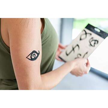 The Mortal Instruments: City Of Bones Battle Runes Tattoos - Temporary Tattoo 8-Pack - Fake Black Ink for Men, Women & Kids - Cool Face, Body, Hand Makeup Or Make Sleeves - Realistic Costume Temp Tat