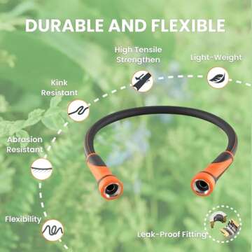Giraffe Tools 3ft Garden Hose - Heavy Duty, Flexible Hybrid Hose with Swivel Handle