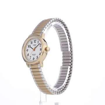 Timex Women's Easy Reader 25mm Watch – Two-Tone Case White Dial with Extra-Long Two-Tone Expansion...