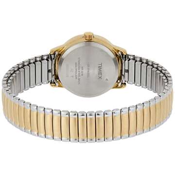Timex Women's Easy Reader 25mm Watch – Two-Tone Case White Dial with Extra-Long Two-Tone Expansion Band
