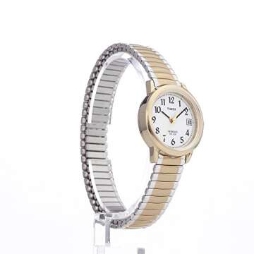 Timex Women's Easy Reader 25mm Watch – Two-Tone Case White Dial with Extra-Long Two-Tone Expansion Band