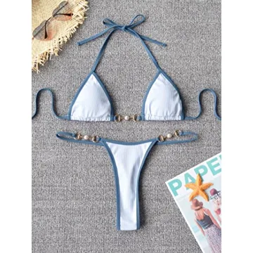 Stylish TASHEHE Women's Triangle Thong Bikini Set - Summer Essential