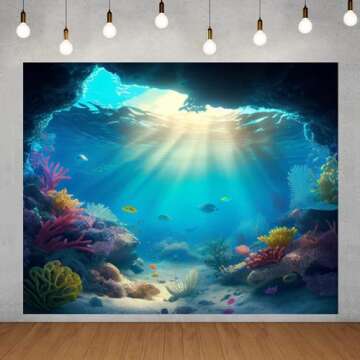 Under The Sea Backdrop 10x8ft Seabed Underwater World Ocean Coral Fish Deep Sea Photography Backgrou...