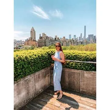 PRETTYGARDEN 2018 Women's Striped sleeveless Waist Belted Zipper Back Wide Leg Loose Jumpsuit Romper with Pockets (Blue, Small)