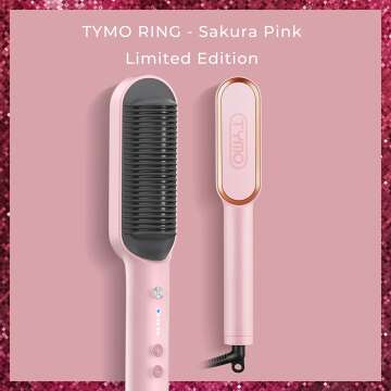 TYMO Pink Hair Straightener Brush with Comb