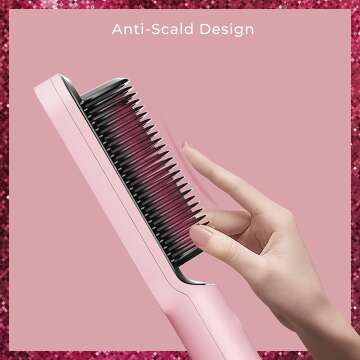 TYMO Pink Hair Straightener Brush with Comb