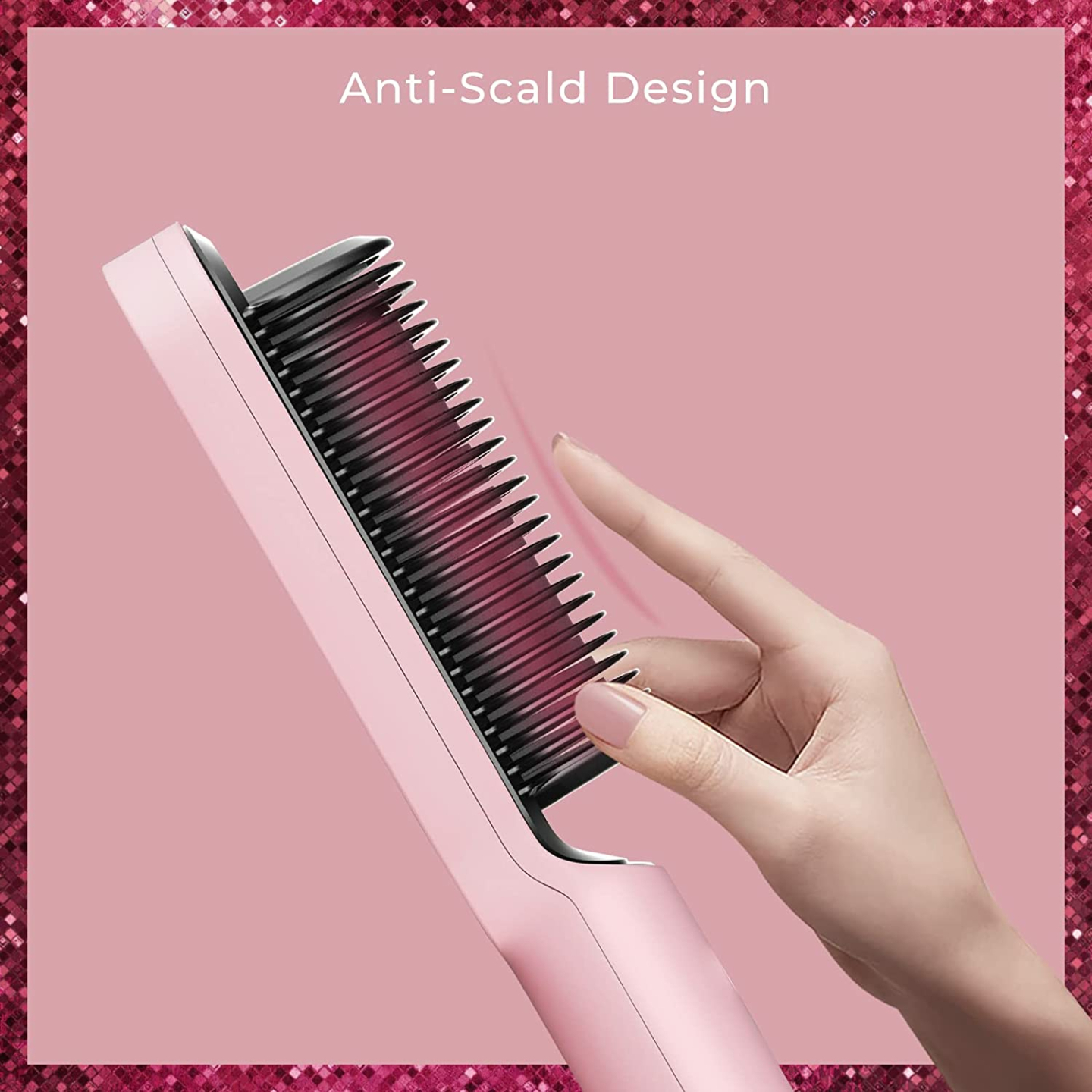 TYMO Pink Hair Straightener Brush with Comb