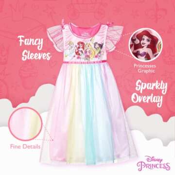 Disney Girls' Princess Fantasy Gown Nightgown for Kids