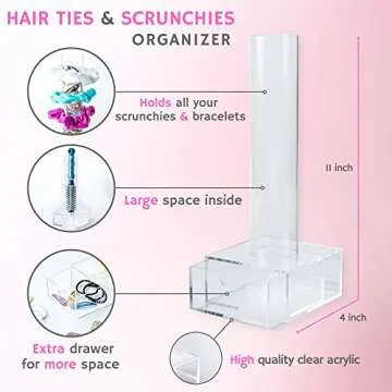 Talltoise Scrunchie Holder with Storage Drawer for VSCO Girls and Teens, Organize Hair Accessories - 11 in
