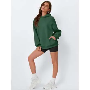 EFAN Womens Oversized Hoodies Sweatshirts Fleece Hooded Pullover Tops Sweaters Casual Comfy Fall Fashion Outfits Clothes 2025 DarkGreen M