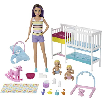 Barbie Skipper Babysitters Inc Dolls & Playset, Nap 'n Nurture Nursery, Skipper Doll, Baby Doll, Cri...