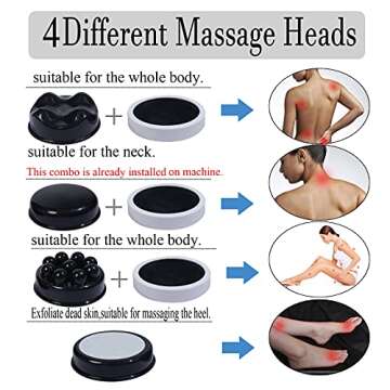 Electric Back Massager, Handheld Cellulite Remover, Body Slimming Massager with 4 Different Massage Heads, Portable Anti Cellulite Massager for Neck Shoulders Arm Waist Belly Legs Foot Calf Muscle