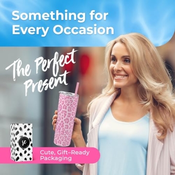 Leopard Print Vacuum Insulated Stainless Steel Skinny Tumbler with Straw - Coffee Mug with Lid, Tea Cup for Travel, Pet Mom, Pet Dad Gifts for Pet Lovers - Insulated Water Bottle - Woman Travel Mug