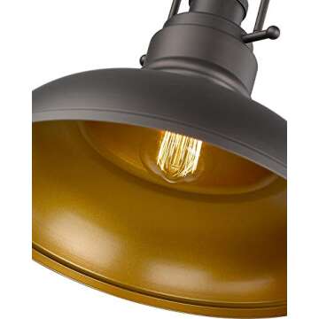 zeyu Farmhouse Pendant Light - Industrial Vintage Style 11-Inch, Oil Rubbed Bronze Finish