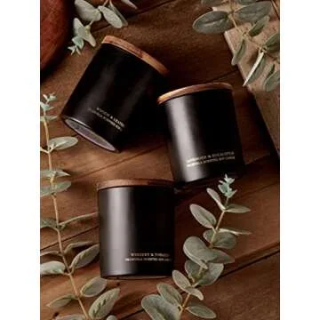 olorvela Candles for Men Wood Wicked Candles for Home Scented Mens Candle Aromatherapy 8oz, 50hr Burn Time, Woods & Leather Candle All Natural Soy Candles