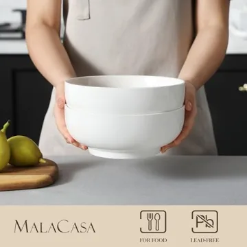MALACASA 2-Piece Salad Bowls for Stylish Cuisine