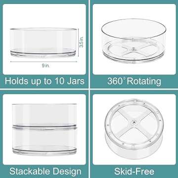 Sorbus 9 Inch Clear Lazy Susan Organizer, Turntable Organizer for Spice Organization for Cabinet, La...