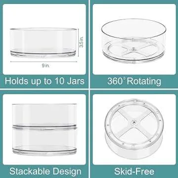 Sorbus 9 Inch Clear Lazy Susan Organizer, Turntable Organizer for Spice Organization for Cabinet, La...
