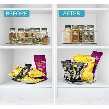 Sorbus 9 Inch Clear Lazy Susan Organizer, Turntable Organizer for Spice Organization for Cabinet, Lazy Susan Turntable for Kitchen, Home, Office, Closet, Classroom, Laundry Room Organization (2-Pack)